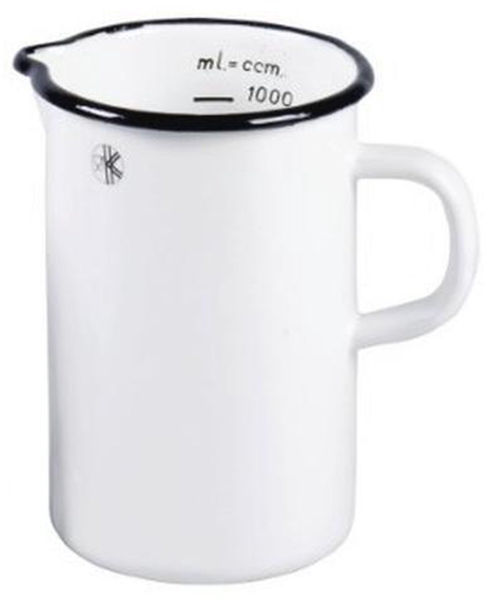 Geëmailleerde litermaat 1 L - Wit 10 cm - Perfect voor Keuken