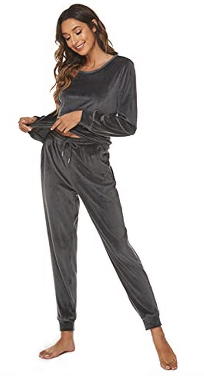 Dames Velours Trainingspak met Ronde Hals - Warm en Comfortabel Joggingpak