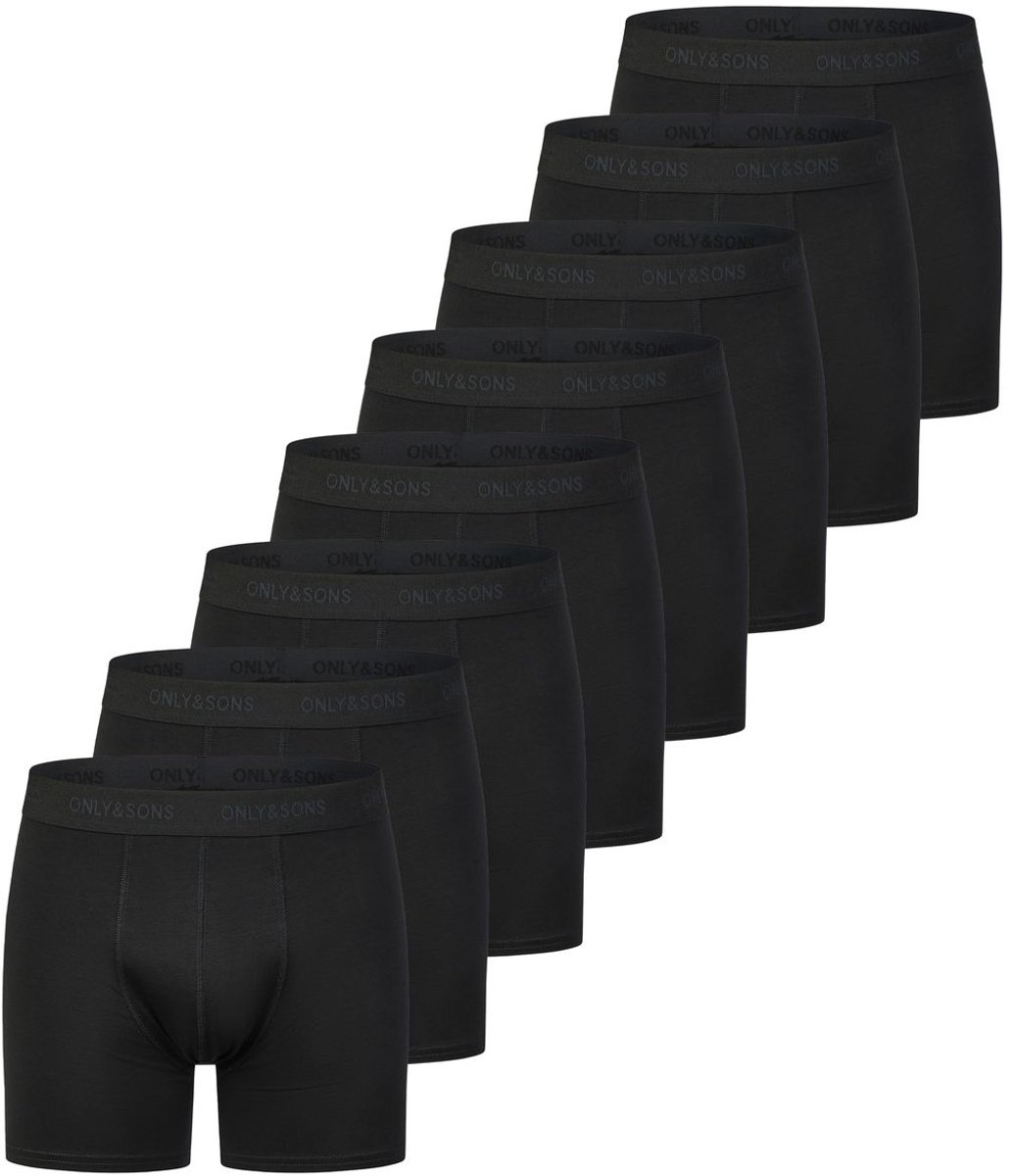 Only & Sons Heren Boxershorts ONSSCOTT 8 PACK Zwart XXL Ondergoed met Elastische Softband