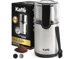 Kaffe Elektrische koffiemolen met afneembare beker, roestvrij staal, reinigingsborstel inbegrepen, espressomolen voor thuisgebruik, zilver