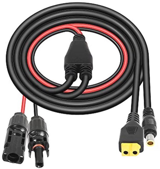 DEWIN Zonnepaneel Verlengkabel – XT60 Vrouwelijke Connector, 12AWG, 2 Meter, IP65 Waterdicht, Voor Draagbare Powerstations En Panelen Tot 400W