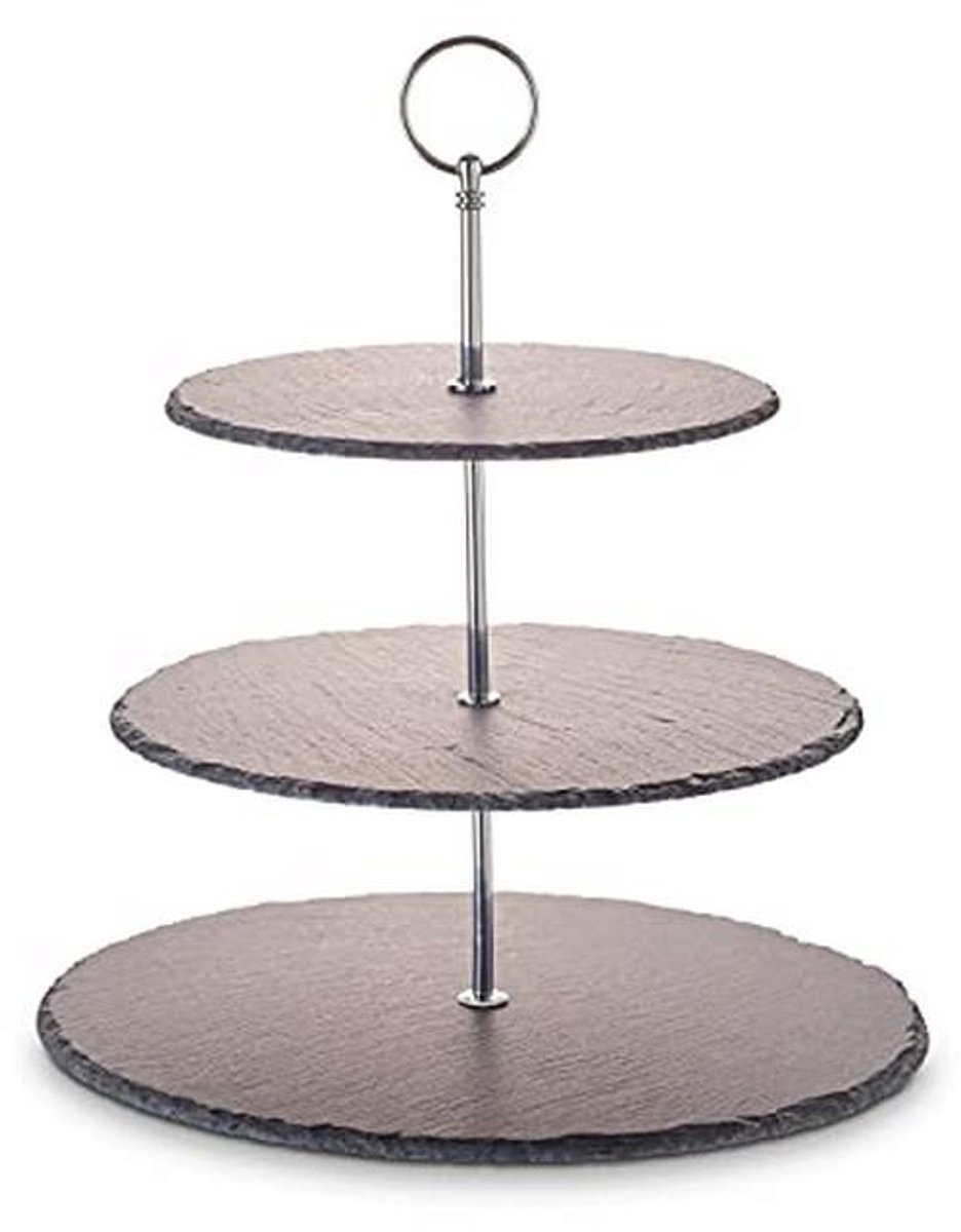 Etagère/serveerplank van leisteen met 3 niveaus en handvat