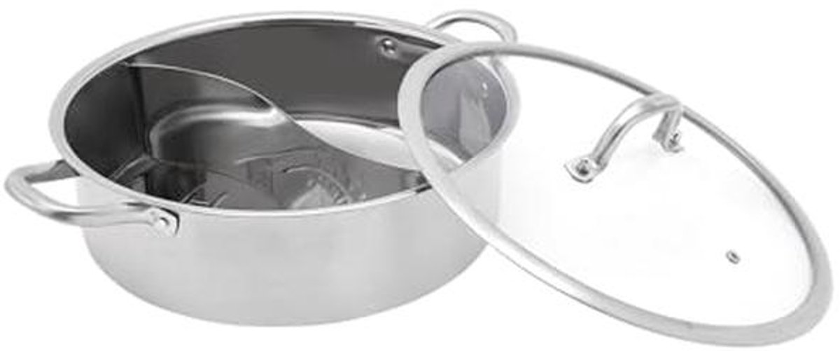 Hot pot kookpannenset met verdeler en glazen deksel - 32 cm