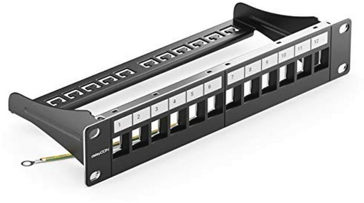 12-Poorts Patchpanel Modulair voor Keystone-Module 1HE 10 Inch Rackmontage - Compatibel met CAT5 CAT6 CAT7 CAT8 LAN-Netwerk