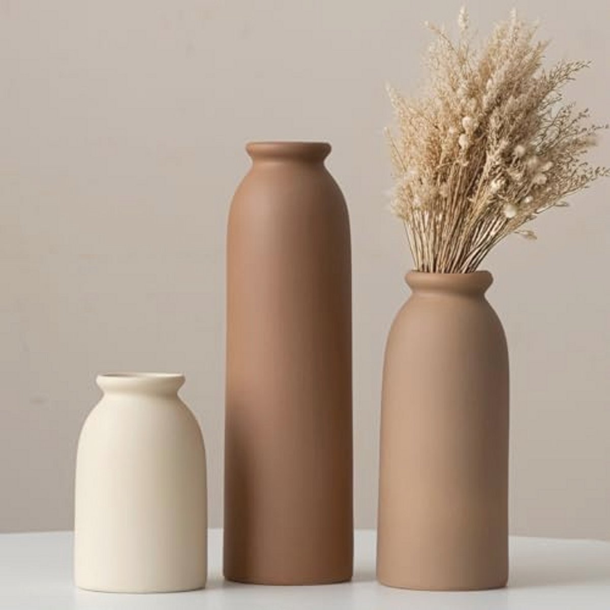 Rustieke keramische vazen set van 3 - Mini decoratieve bloemenvazen voor huisdecoratie