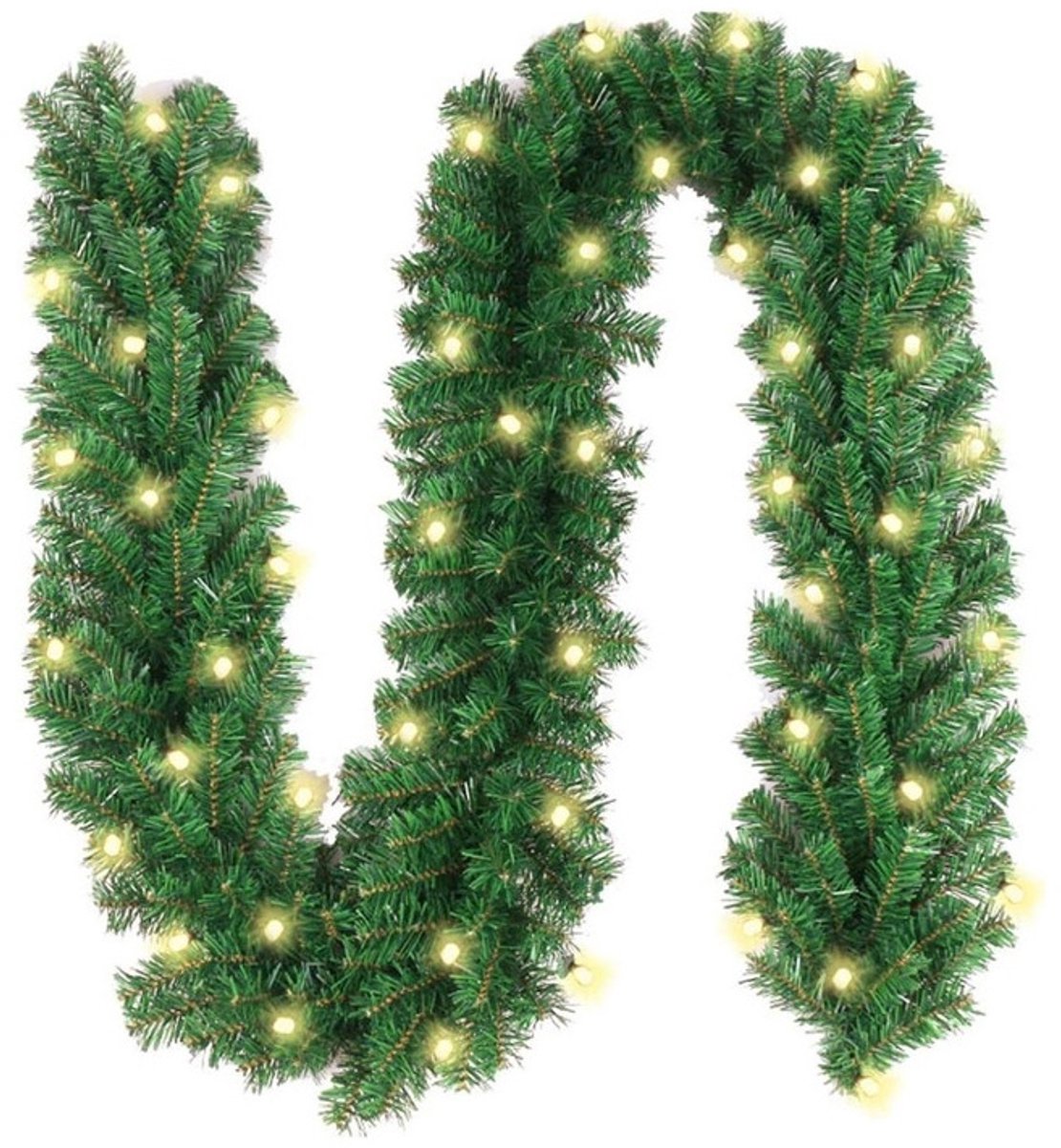 ATXANC Kerstkrans met lichtjes - Kerstdecoratie - 270cm - Kerstkrans - Kerstdecoratie - LED-verlichting - Groen