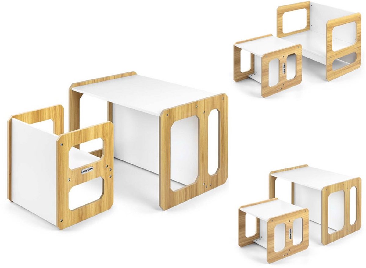 MILLY MALLY - Stella 3-in-1 Meubelset - Tafel en Stoel Natuurlijk