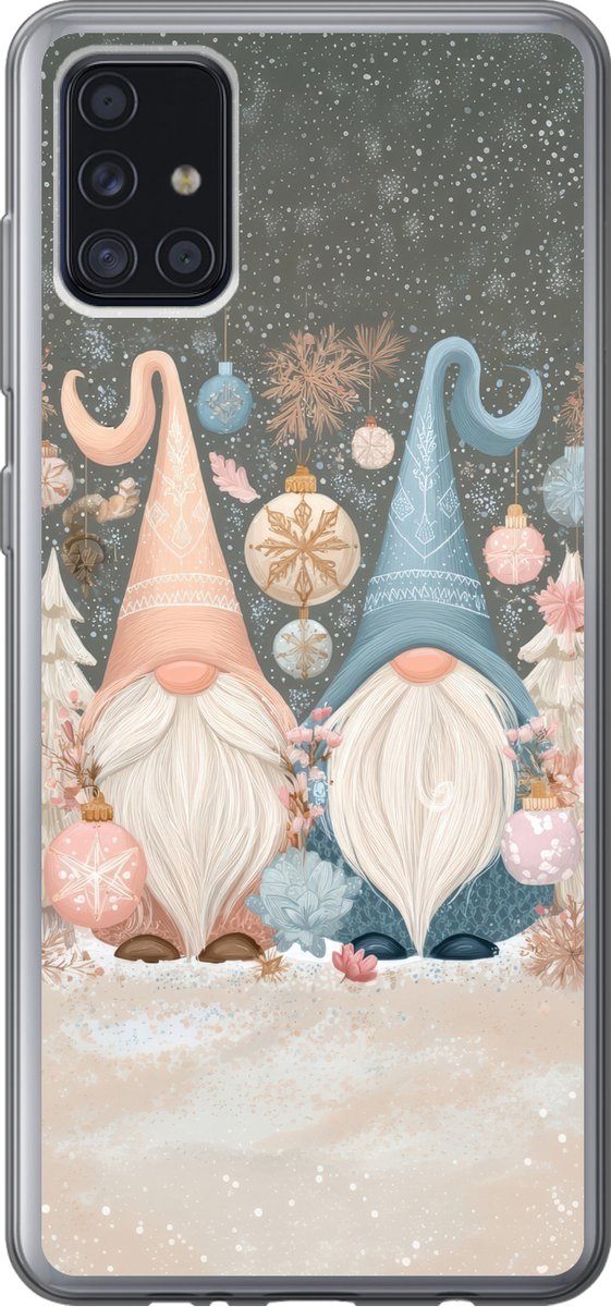 Telefoonhoesje Geschikt voor Samsung Galaxy A52 5G hoesje - Kerst - Gnomen - Pastel - Siliconen Telefoonhoesje Telefoonhoesje