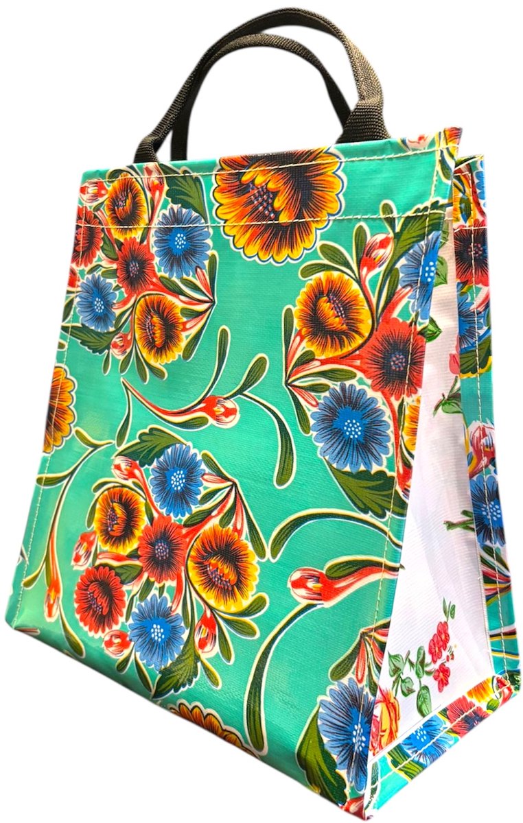 Atelier Du Baj Shopper van Mexicaans tafelzeil floral mint