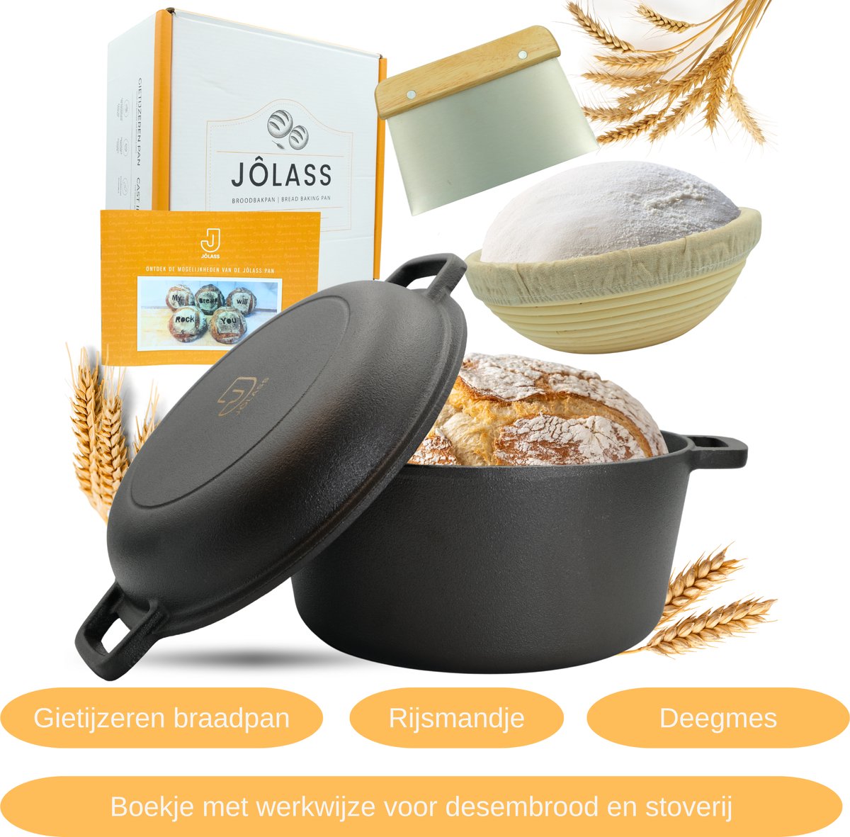 Jôlass Jôlass 4,7L Gietijzeren Broodpan - afbeelding 5