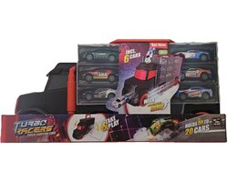 toi-toys vrachtwagen opbergbox voor 20 auto,s met race ramp en 6 autos