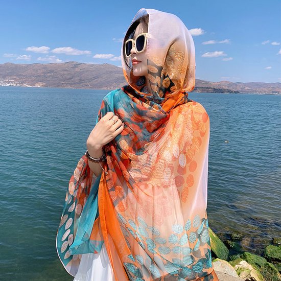 Foulard fin en gaze, foulard de protection solaire pour la plage et châle pour femmes.