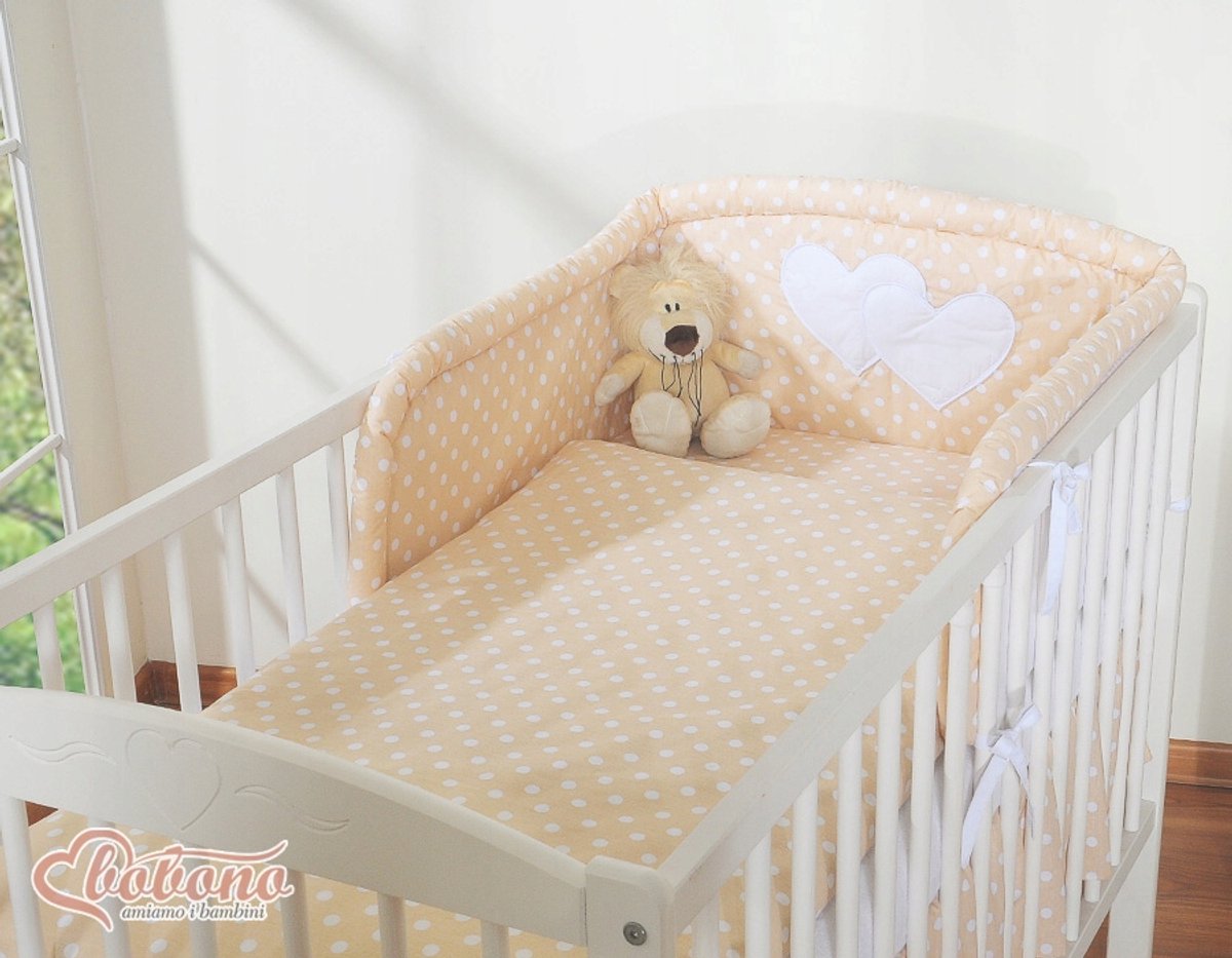 Bobono Kinderbeddengoed 3-delig Beige Stippen Hartjes