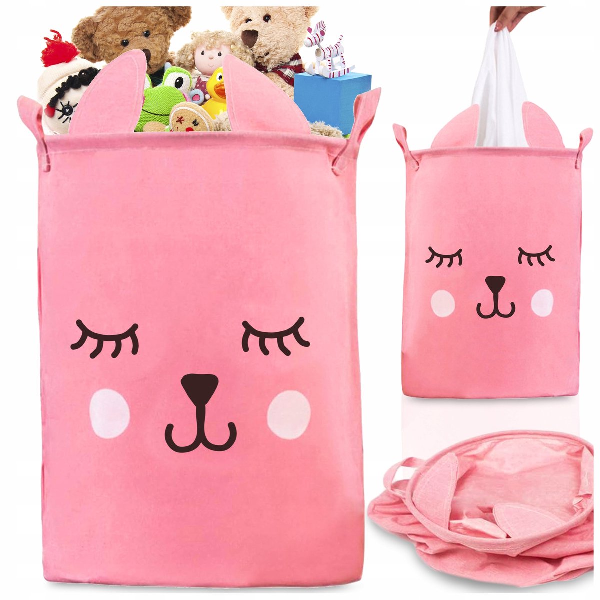 Roze speelgoedmandorganizer 43L met trekkoord - Kindermand