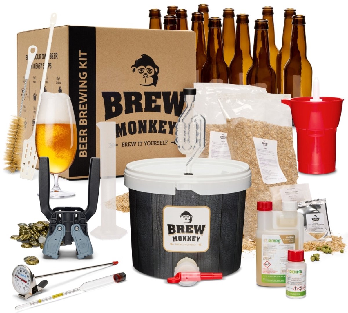 Brew Monkey Platinum Blond - Bierbrouwpakket - Brouwen met Verse Ingrediënten - Zelf Bier Brouwen Bierpakket - Startpakket - Gadgets Mannen - Vaderdagcadeau - Verjaardagscadeau voor Mannen