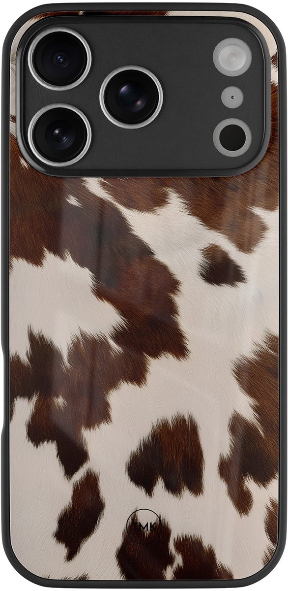 Hoesje geschikt voor Apple iPhone 17 Pro - Cow vibe - Blauw - TPU luxe case (glossy toplaag) - Bloemen - Hardcase backcover zwart
