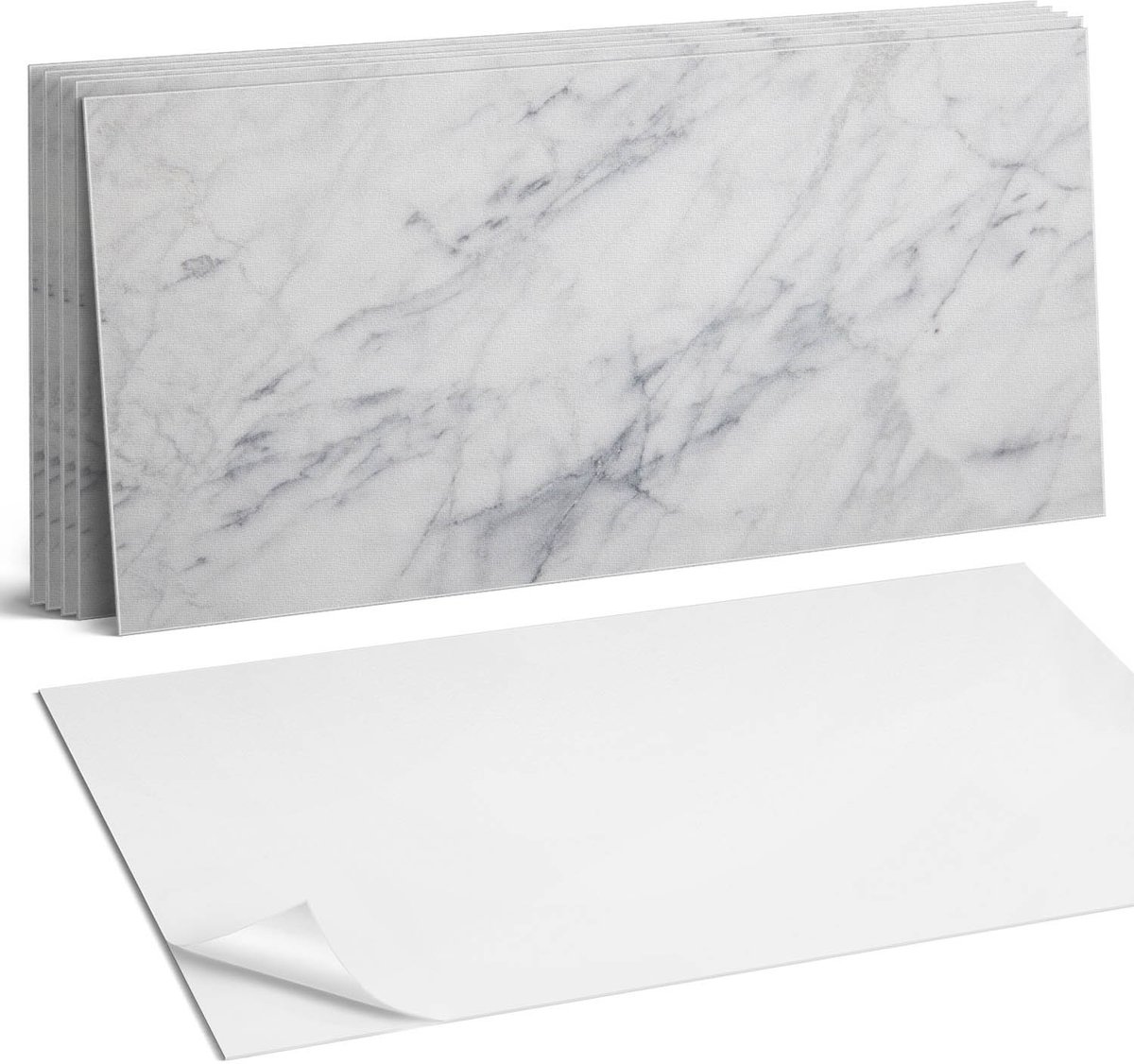 Coloray Plaktegels - Geaderd marmerpatroon Wandtegel Zelfklevend - 60 cm x 30 cm - Wit Plaktegels - 6 stuks - Rechthoek PVC Tegels - Plaktegels Keuken - Zelfklevende Vloertegels Badkamer - Vinyl Tegels - Zelfklevende Wandtegels