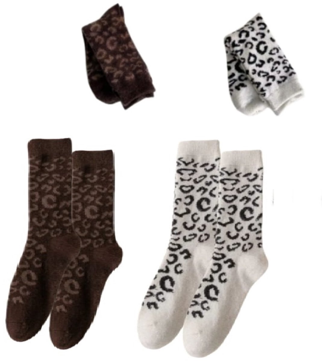 2 Paar dames Sokken luipaard print - Youhomy Fashion damessokken- Comfort, Warm & Ademend - Elastisch Maat 36-41- meisjes sokken| Cadeau voor Sinterklaas| Kerstcadeau