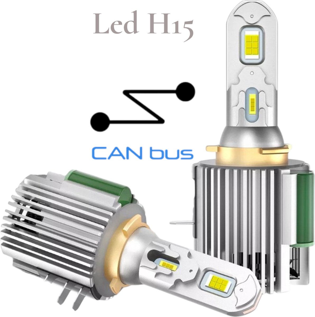 Set van 2 H15 LED Koplampen – 120W – 6500K Helder Wit – Canbus – Turbo Ventilator – Compatibel met Audi, VW, Mercedes, Mazda & Skoda