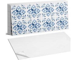 Coloray Plaktegels - Bloemenpatroon op tegels Wandtegel Zelfklevend - 60 cm x 30 cm - Blauw Plaktegels - 6 stuks - Rechthoek PVC Tegels - Plaktegels Keuken - Zelfklevende Vloertegels Badkamer - Vinyl Tegels Zelfklevend - Zelfklevende Wandtegels