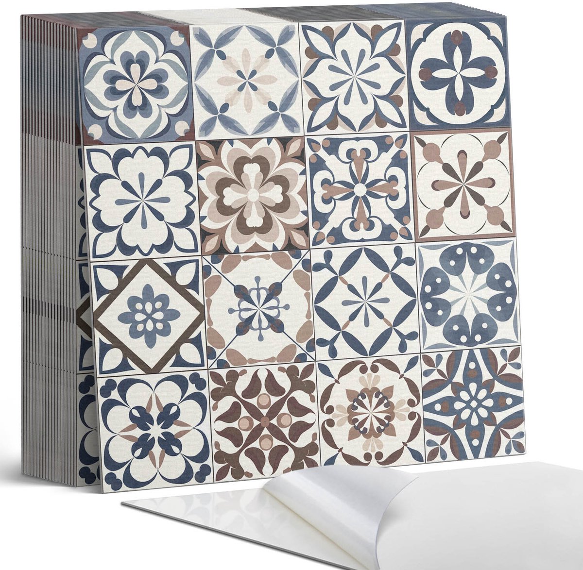 Coloray Plaktegels - Decoratieve tegelpatronen Zelfklevende Tegels - 20 cm x 20 cm - Beige Plaktegels - 20 stuks - Vierkant PVC Tegels - Plaktegels Badkamer - Plaktegels Vloer - Vinyl Tegels - Wandtegel Zelfklevend
