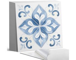 Coloray Plaktegels - Bloemenpatroon op tegels Zelfklevende Tegels - 20 cm x 20 cm - Blauw Plaktegels - 20 stuks - Vierkant PVC Tegels - Plaktegels Badkamer - Plaktegels Vloer - Vinyl Tegels - Wandtegel Zelfklevend