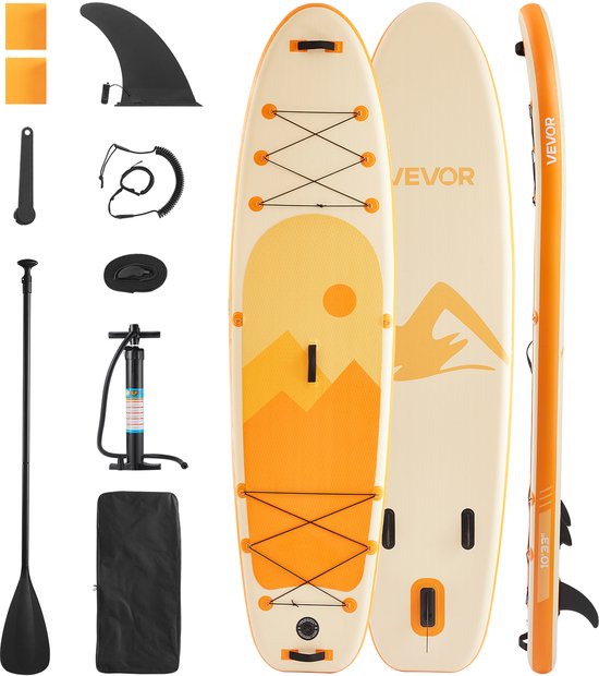 VEVOR Opblaasbaar Stand Up Paddle Board (304,8 x 83,8 x 15,2 cm) Paddleboard, complete set inclusief pomp, peddelvin, rugzak, enkelriem, antislip dek voor tieners en volwassenen