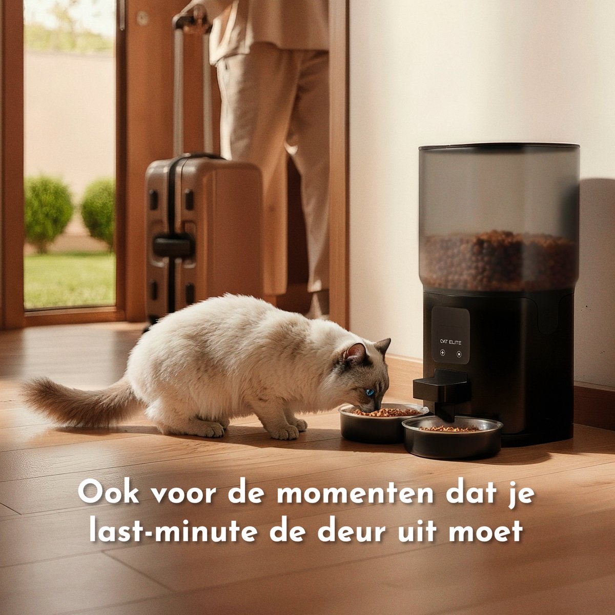 Cat Elite® - Automatische Voerbak Kat | Core - 7L Voerdispenser RVS - Dual WiFi 5Ghz & 2.4Ghz - Voerautomaat Dispenser met Smart App - Voor droogvoer - Zwart thumbnail 5