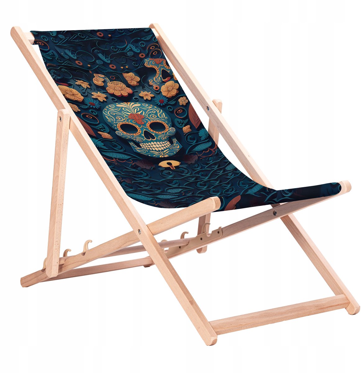 Houten ligstoel met schedelprint - 91 ontwerpen, 3 standen