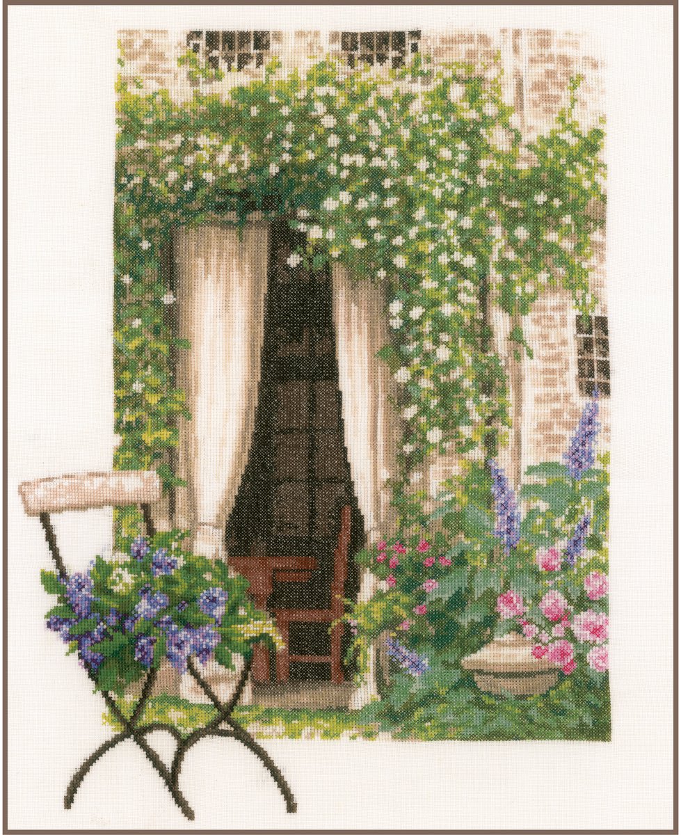 Lanarte Borduurpakket - Borduurset - Borduurpakket volwassenen - Telpakket kit - 34 x 45cm - Romantisch tuinraam - PN-0178458