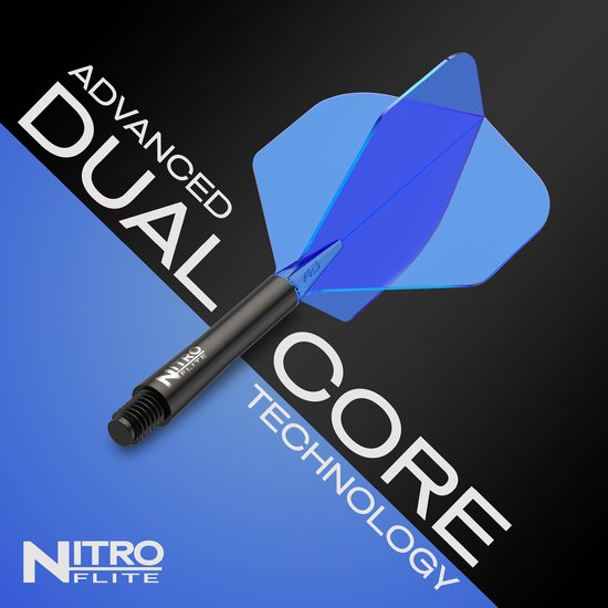 RED DRAGON Darts - Nitro Flite Flight & Shaft - Zwart/Blauw - Medium van Red Dragon — afbeelding 5