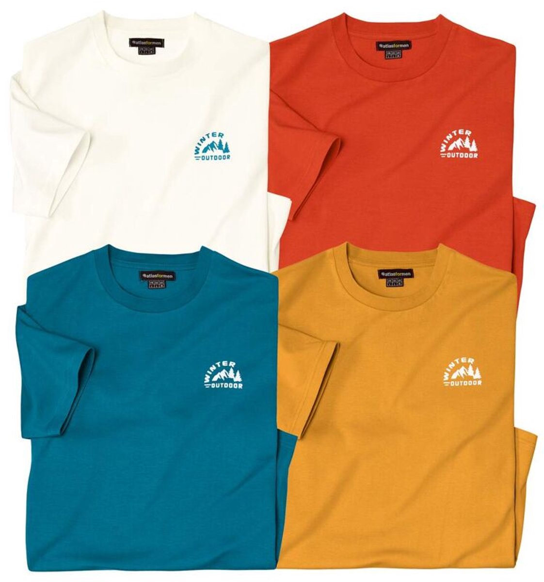 ATLAS FOR MEN - Set van 4 T-shirts Outdoor - Heren - Verkrijgbaar in grote maten - 3XL