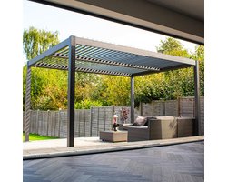BPS Deluxe Aluminium Pergola – 4m x 3m – Volledig Aluminium – 100mm Dikke Paal – Dubbel Zone Dak – Weer- & Roestbestendig – Snelle & Eenvoudige Montage