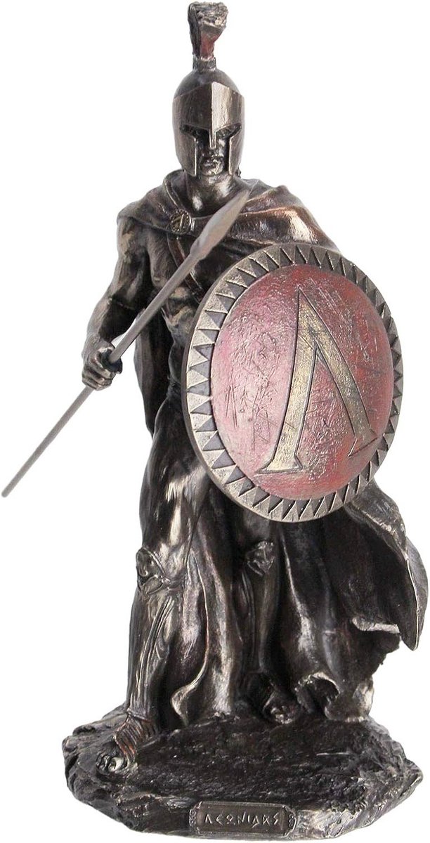 Veronese Design - Beeld/figuur - Leonidas met Speer - beeld - (hxbxd) ca. 24,76 cm x 18,88 cm x 15,24 cm - Veronese Design