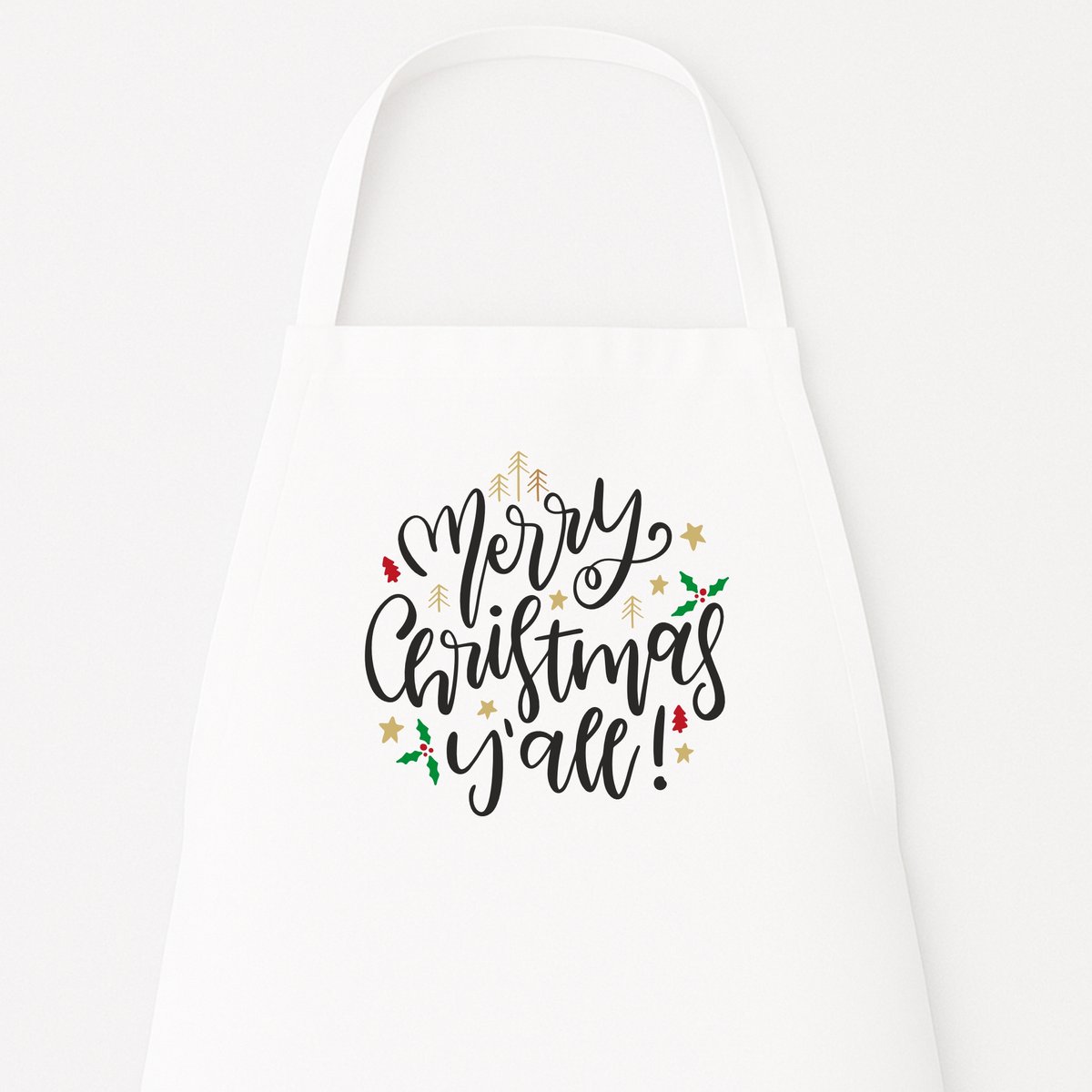 Kerstschort "Merry Christmas Y'all" - Feestelijk Keukenschort - Origineel Kerstcadeau - Grappig Kerst Kookschort