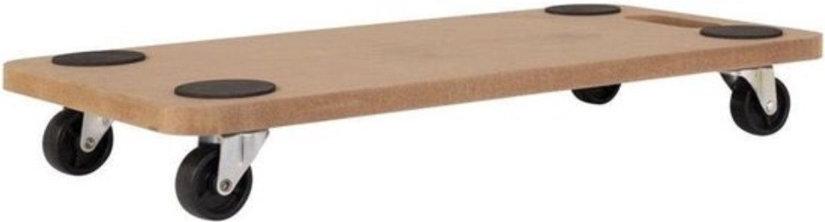 TOPGEAR - Transportroller - Hondje - Platformwagen - Meubelroller - Dolly - Verhuis Trolley - Hout - 57x29cm – 200kg Draagvermogen – Sterke Transportkar met Rubberen Wielen