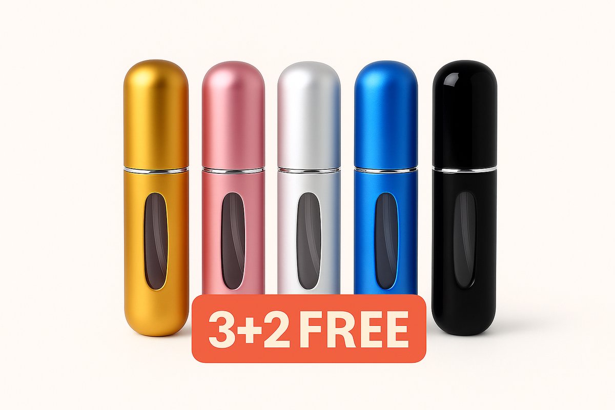 AliRose – Mini Parfum Refill Flesjes – 5 stuks – Travel Pack – 5ml – Navulbaar – Random Kleuren – 3+2 Gratis