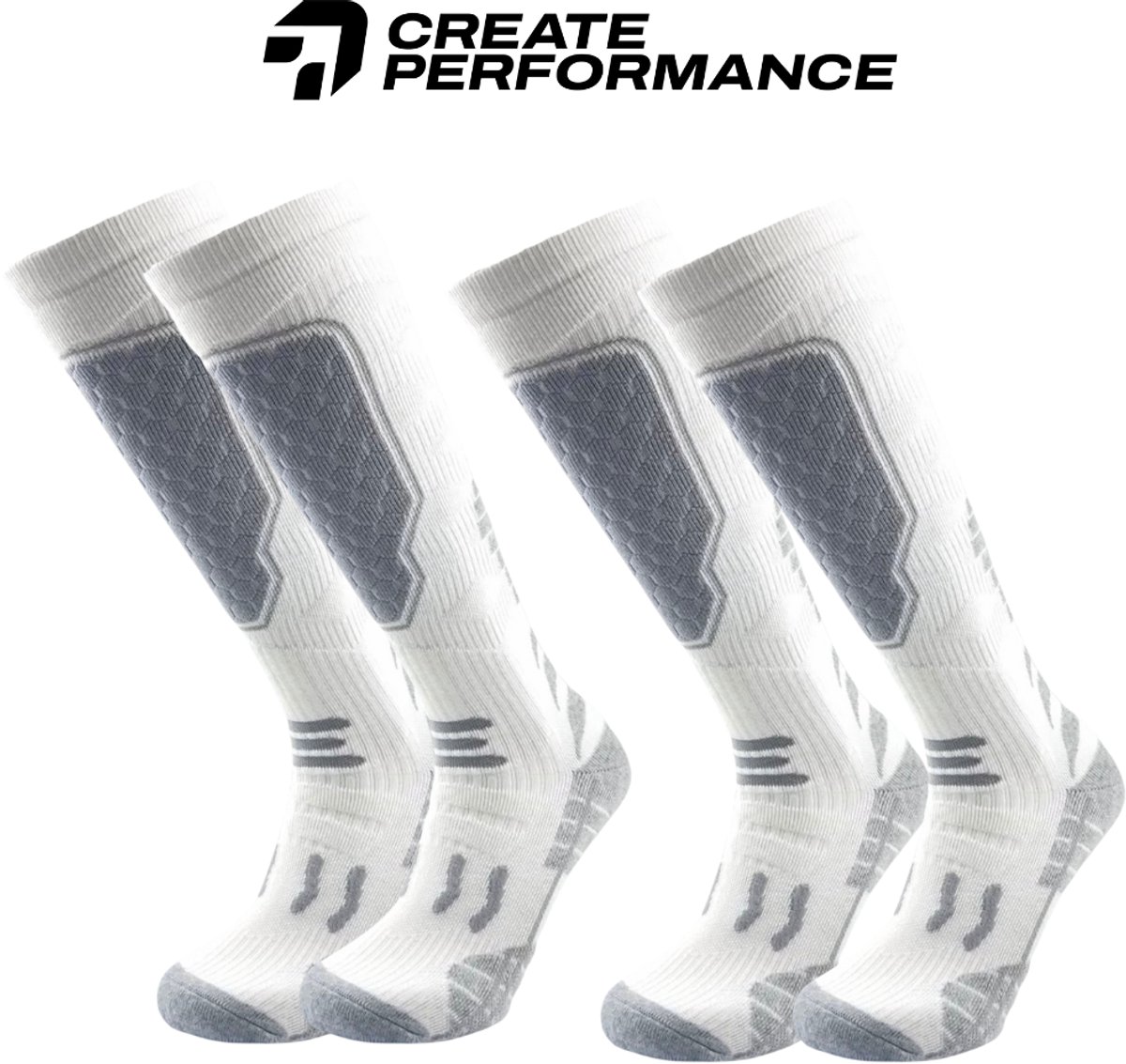 CREATE PERFORMANCE Skisokken Thermo sokken Wintersportsokken – DUO pack 2 paar Unisex Wit
