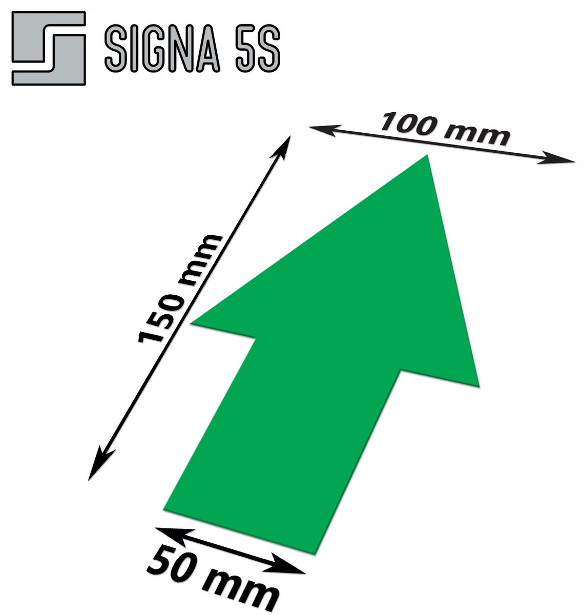 SIGNA 5S Vloermarkering Pijl Groen 100x150mm - Lean & 5S