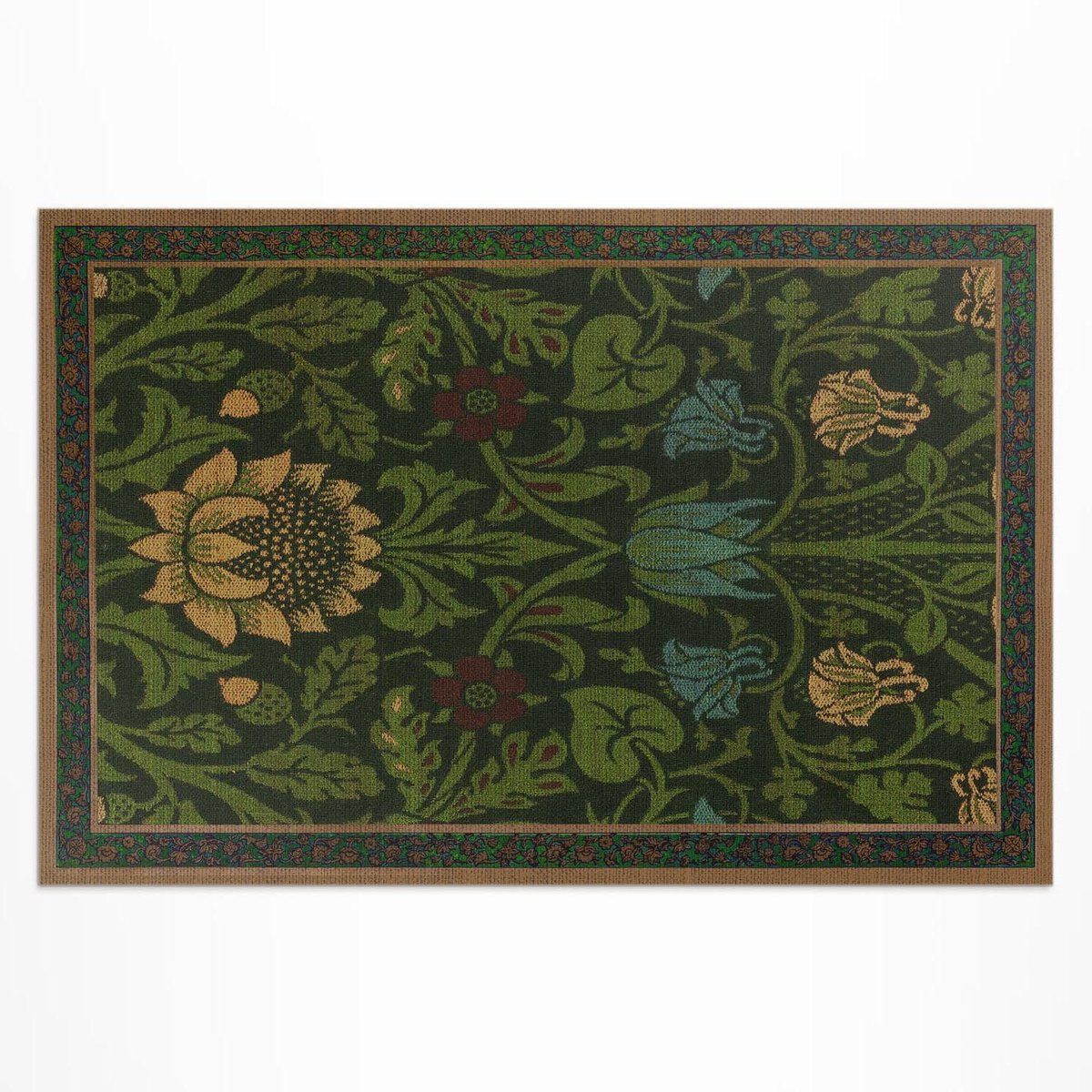 Wallfluent Vinyl Buitenkleed - Vinyl Terras Kleed Bloemmotieven William Morris - 80 x 120 cm - Rechthoek Dik Vloerkleed - Groente Weerbestendig Vloerkleed - Bloemen En Planten Modern Buitenkleed - Buiten Vloerkleed Voor Tuin