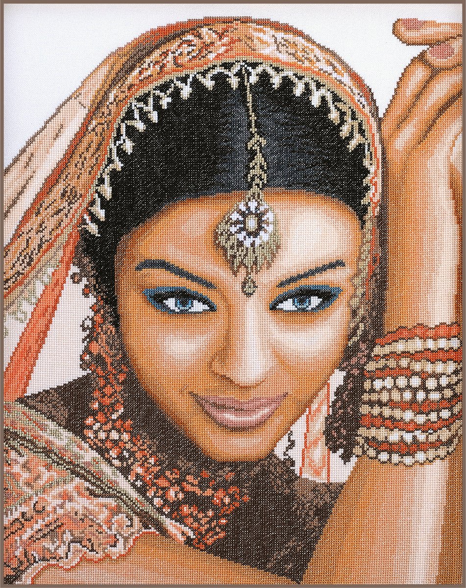 Lanarte Borduurpakket - Borduurset - Borduurpakket volwassenen - Telpakket kit - 39 x 49cm - Indische vrouw - PN-0008301