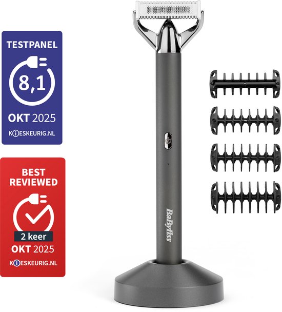 BaByliss X-Blade Super-X Metal Series 2-in-1 Scheerapparaat en Baardtrimmer OT996E - Chrome Edition - Japans Stalen Mes - 100% Waterdicht - Magnetische oplaadstandaard