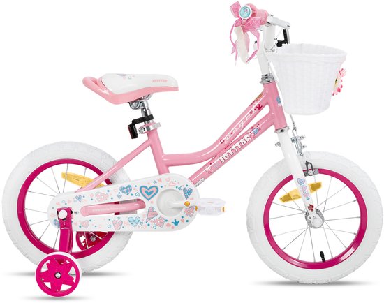 JOYSTAR Angel Meisjesfiets - Verschillende Maten 16 Inch - Met Zijwieltjes - Handrem - Inclusief Mandje - Roze van JOYSTAR — afbeelding 2