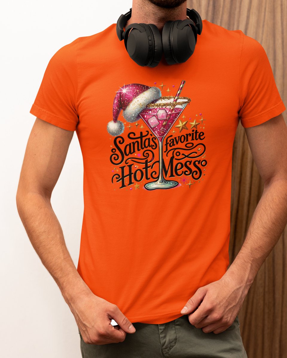 Santa's Hot Mess Kerst - Kerst T-shirt Oranje - Grappig T-shirt - Maat L - Kerst Cadeau Mannen - Limited Edition