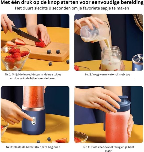 VH Supplies® Blender To Go - Portable Blender - Power Blender - 400ml van Merkloos — afbeelding 5