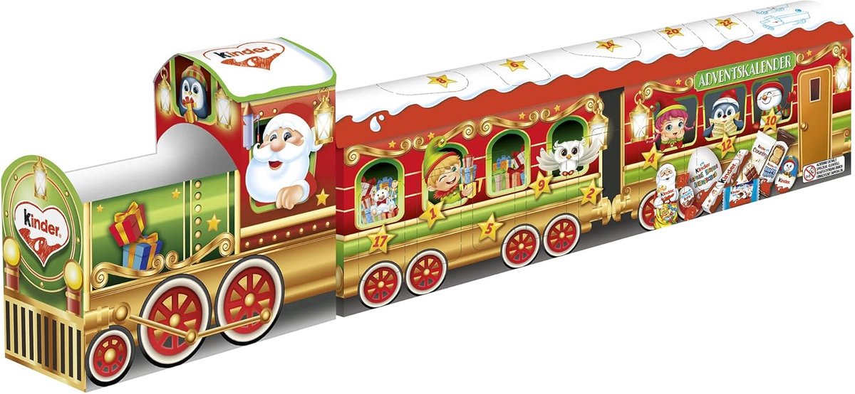 kinder Mix Adventskalender 3D-trein – adventskalender met lekkere chocoladespecialiteiten – 1 kalender van 221 g