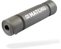 Matchu Sports - Fitness mat - Yogamat - Sportmat - Fitnessmat - Met draagkoord - 180 cm x 60 cm x 0,9 cm - Grijs - NBR