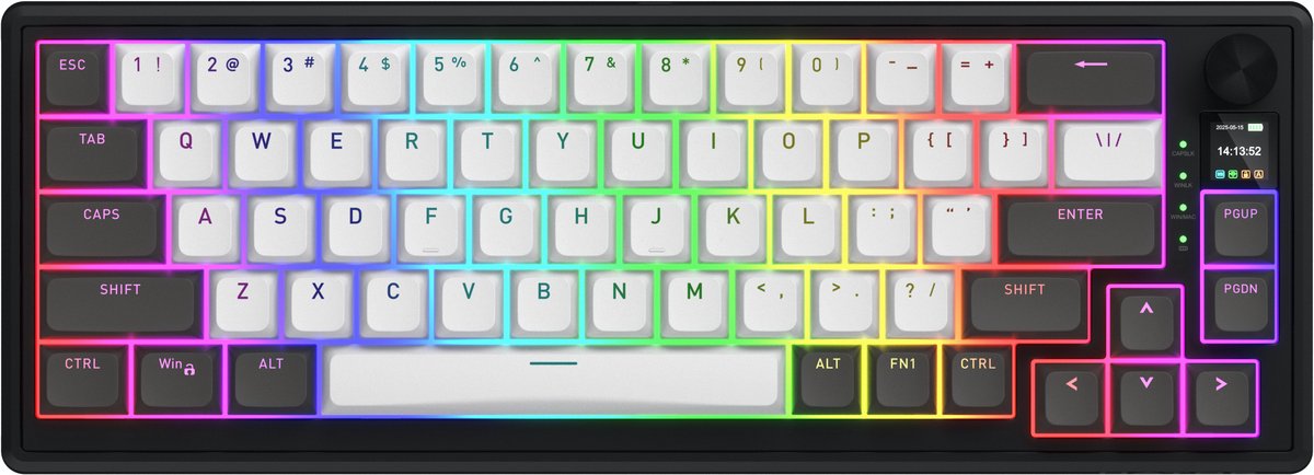 HATOR Skyfall Pro Wireless 65 toetsenbord Gamen USB + RF Wireless + Bluetooth QWERTY Amerikaans Engels Zwart, Grijs
