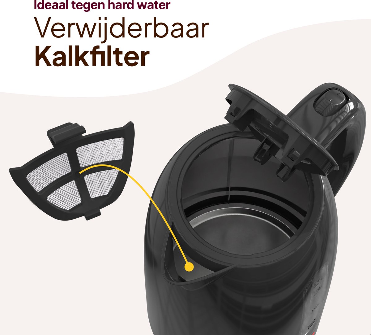 Vivid Green 2200W Waterkoker - 1.7L – BPA-vrij - Kalkfilter - Zwart — afbeelding 5