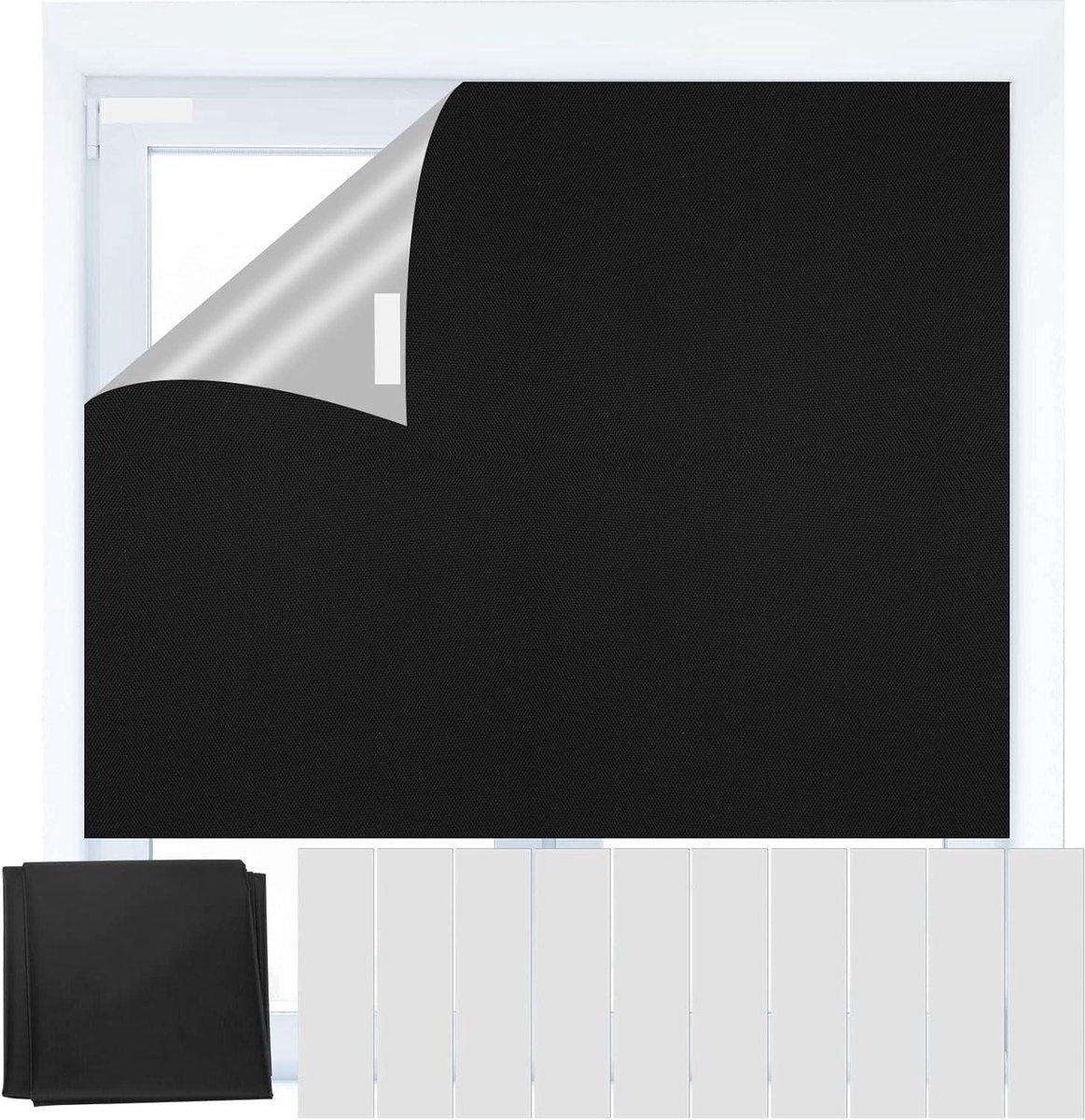 CSGoods - Verduisterend rolgordijn 150 x 200 cm voor dakraam | Thermorolgordijn zonder boren | Draagbare zonwering voor familie en reizen